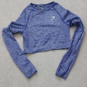 Gymshark Purple Marled Long-Sleeve Cropped Seamless Top